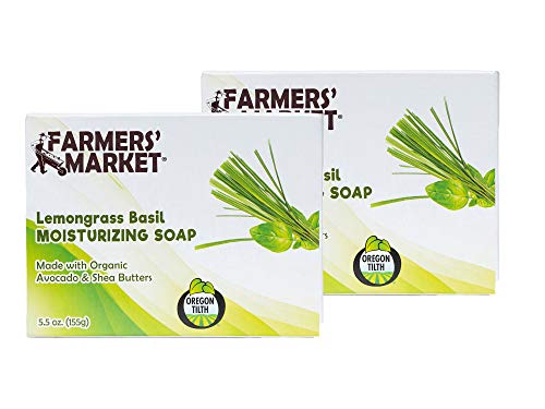 Çiftçi Pazarı Nemlendirici Organik Bar Sabunu, Limon Otu Fesleğen, 5.5 Ons, 2'li Paket